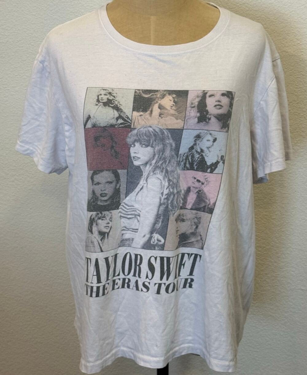 TAYLOR SWIFT Eras Tour Concert White Photo Tee T-Shirt Top size L